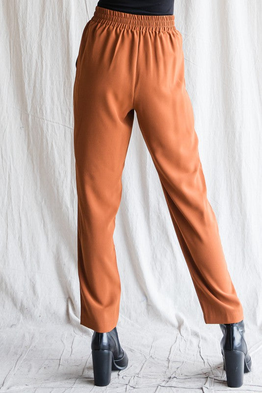 Shop Solid Ponte Pants with Elastic Waist Online