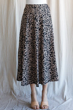 Elastic Waist Leopard Print Circle Skirt Plus Size 3X