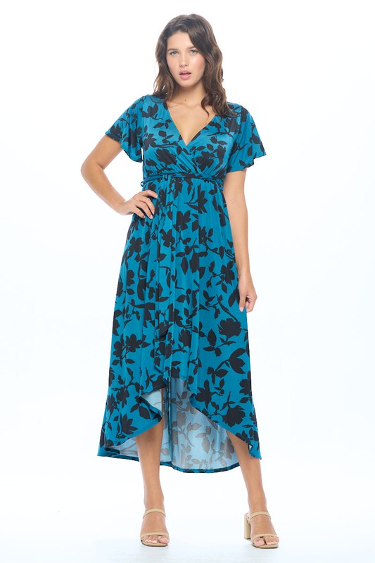 Teal Printed Shirt Dress With Bell Bottom Co ord Set - ALOFI - Women  Designer Dresses