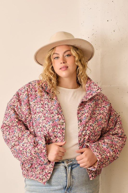 Floral puffer jacket on sale