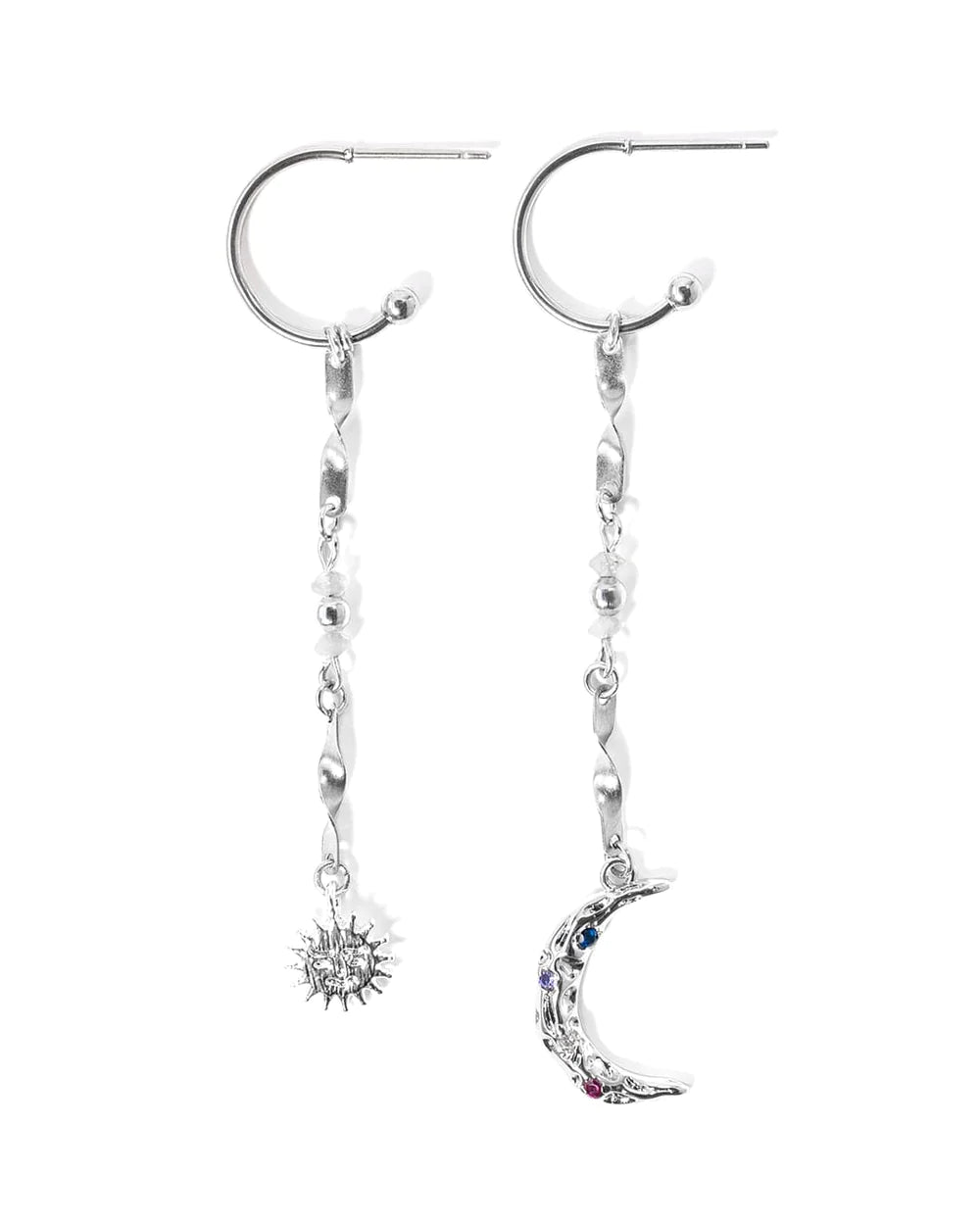 MINUIT | SILVER SUN & MOON EARRINGS