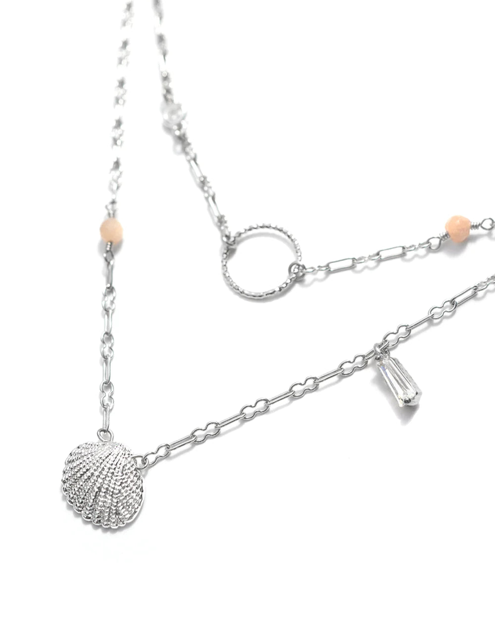 CLAM | SILVER SHORT LAYERED SHELL NECKLACE