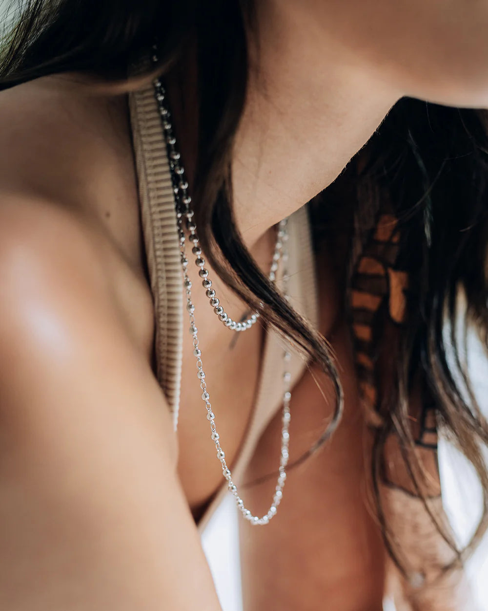 PERSIA | SILVER SHORT BALL CHAIN NECKLACE