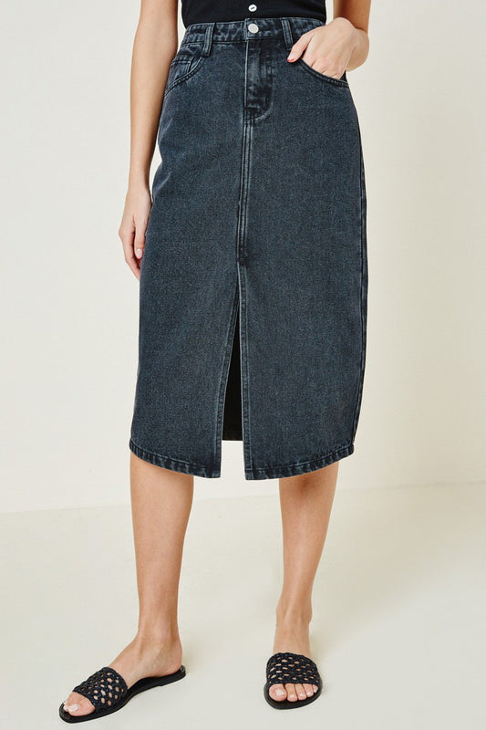 Denim Midi Pencil Skirt