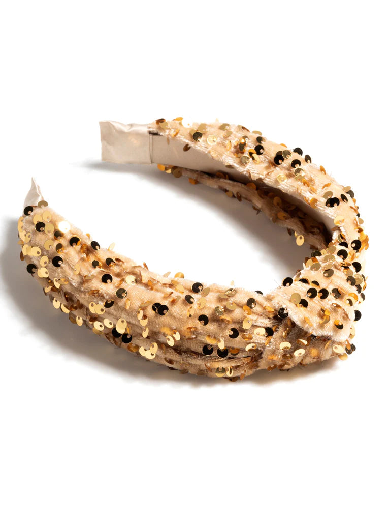 Knotted Sequin Headband - Gold