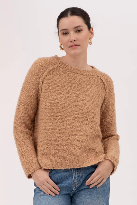 Exposed Seam Chunky Knit Pullover Sweater