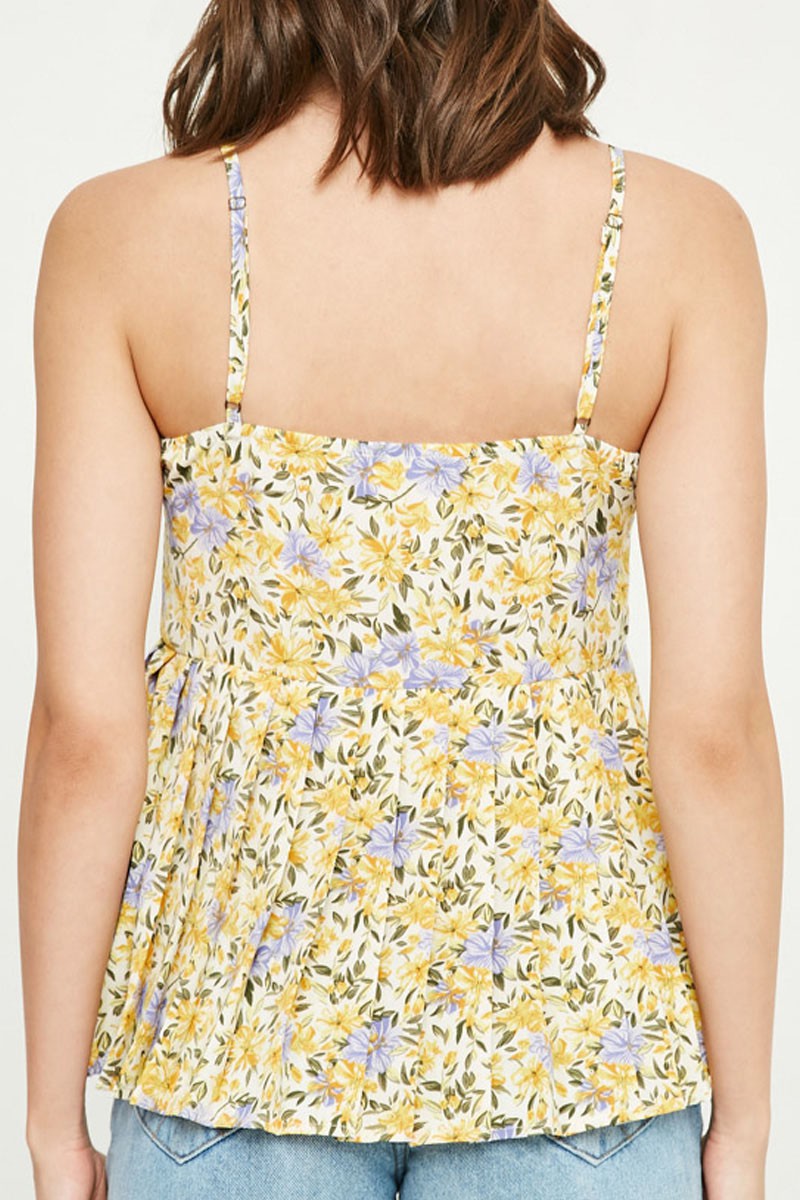 Floral Pleated Peplum Cami