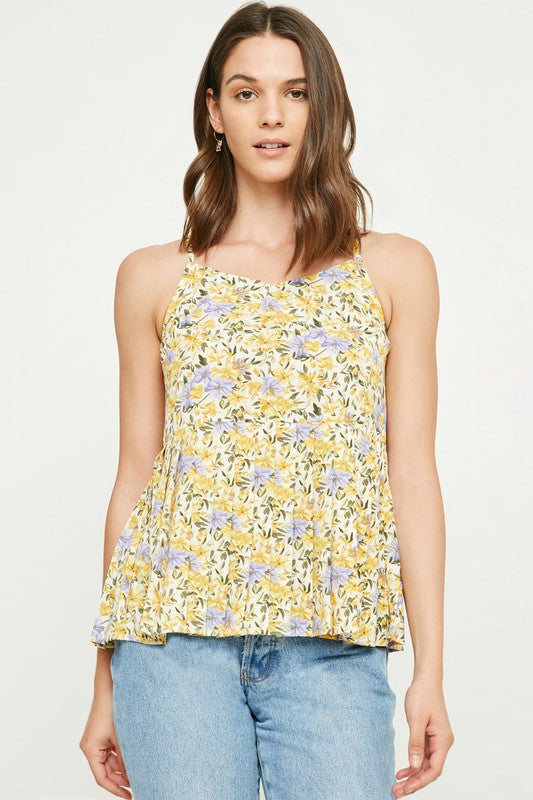 Floral Pleated Peplum Cami