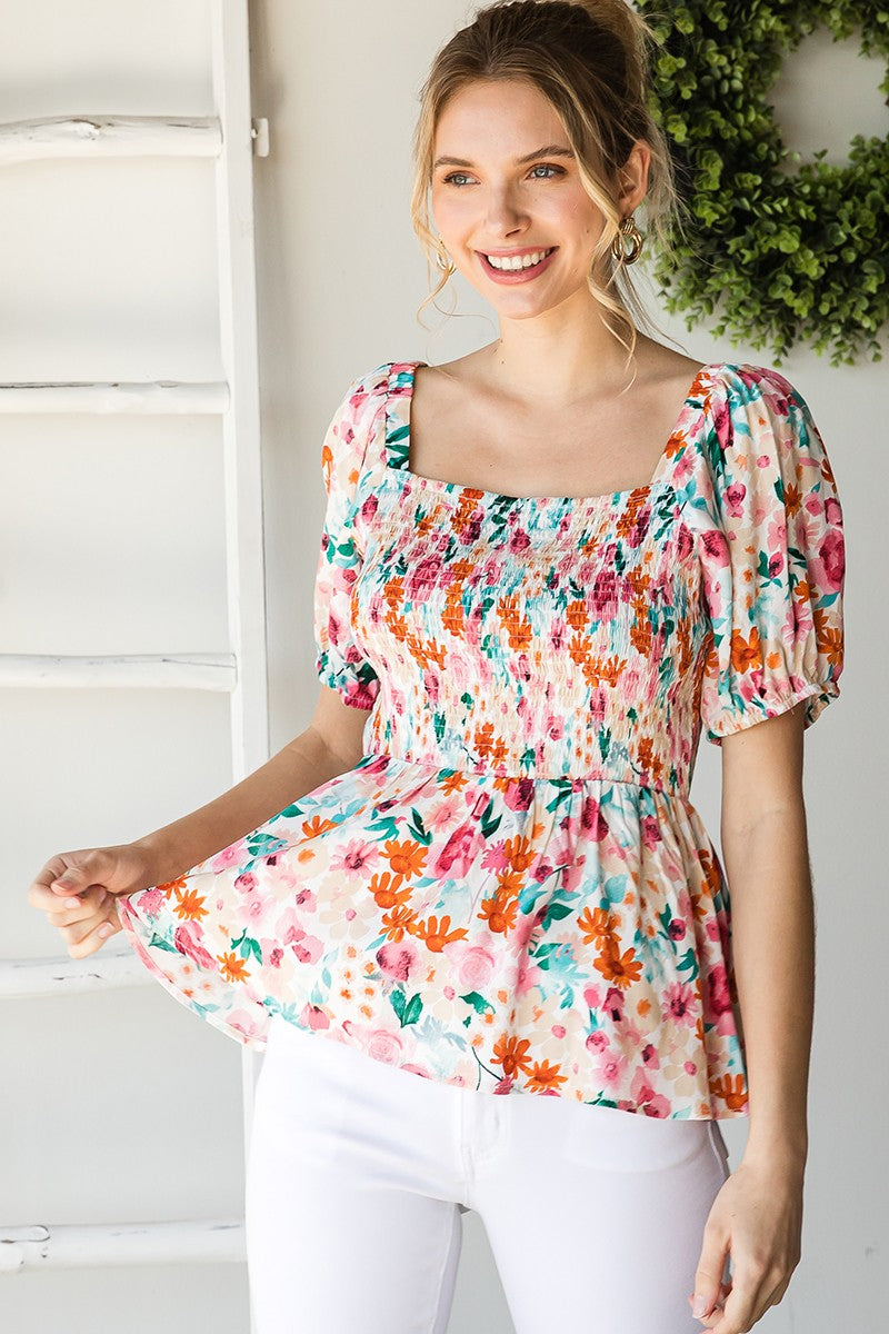 Lilly Floral Peplum Crop Top • Shop American Threads Women's