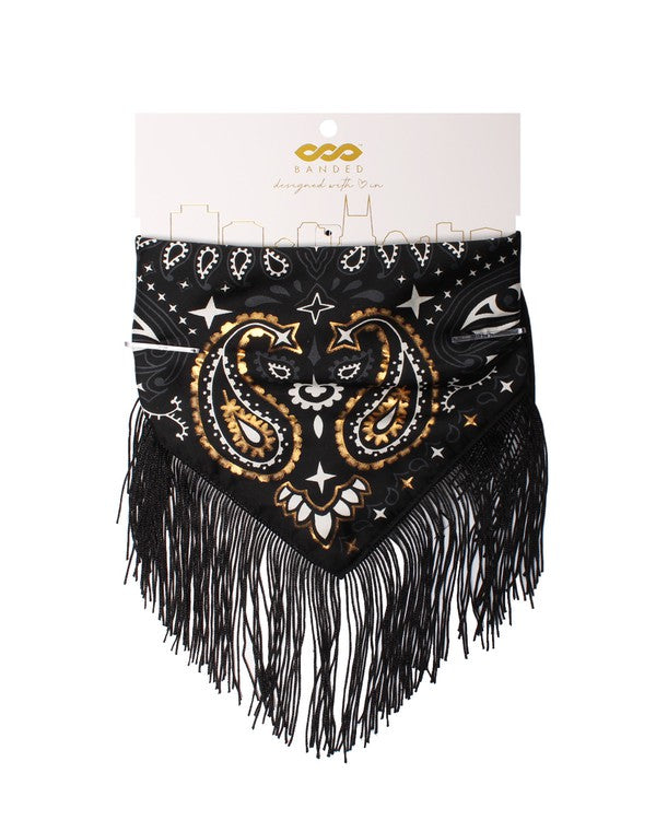 Gold Foil Fringe Bandana (Black or White)