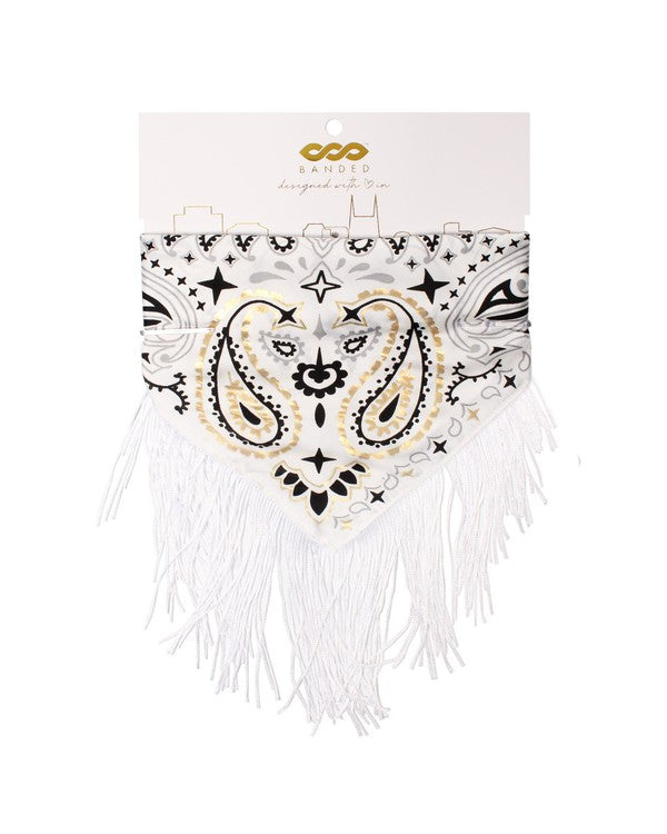 Gold Foil Fringe Bandana (Black or White)