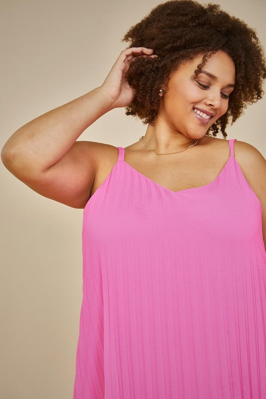 Sleeveless Pleated Maxi Dress (Plus Size - Pretty In Pink) – In Pursuit  Mobile Boutique