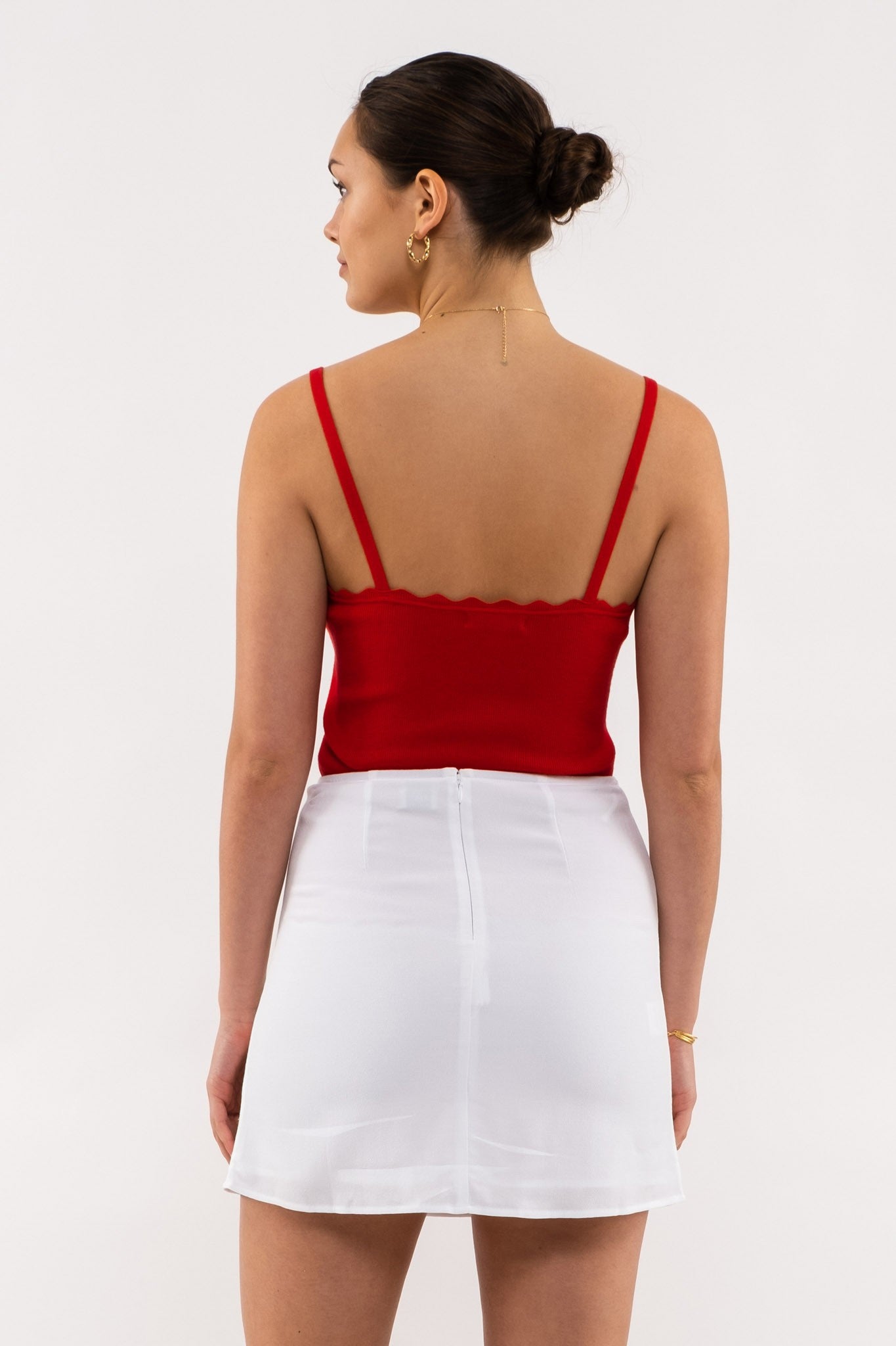 Scallop Detail Cami (Red)