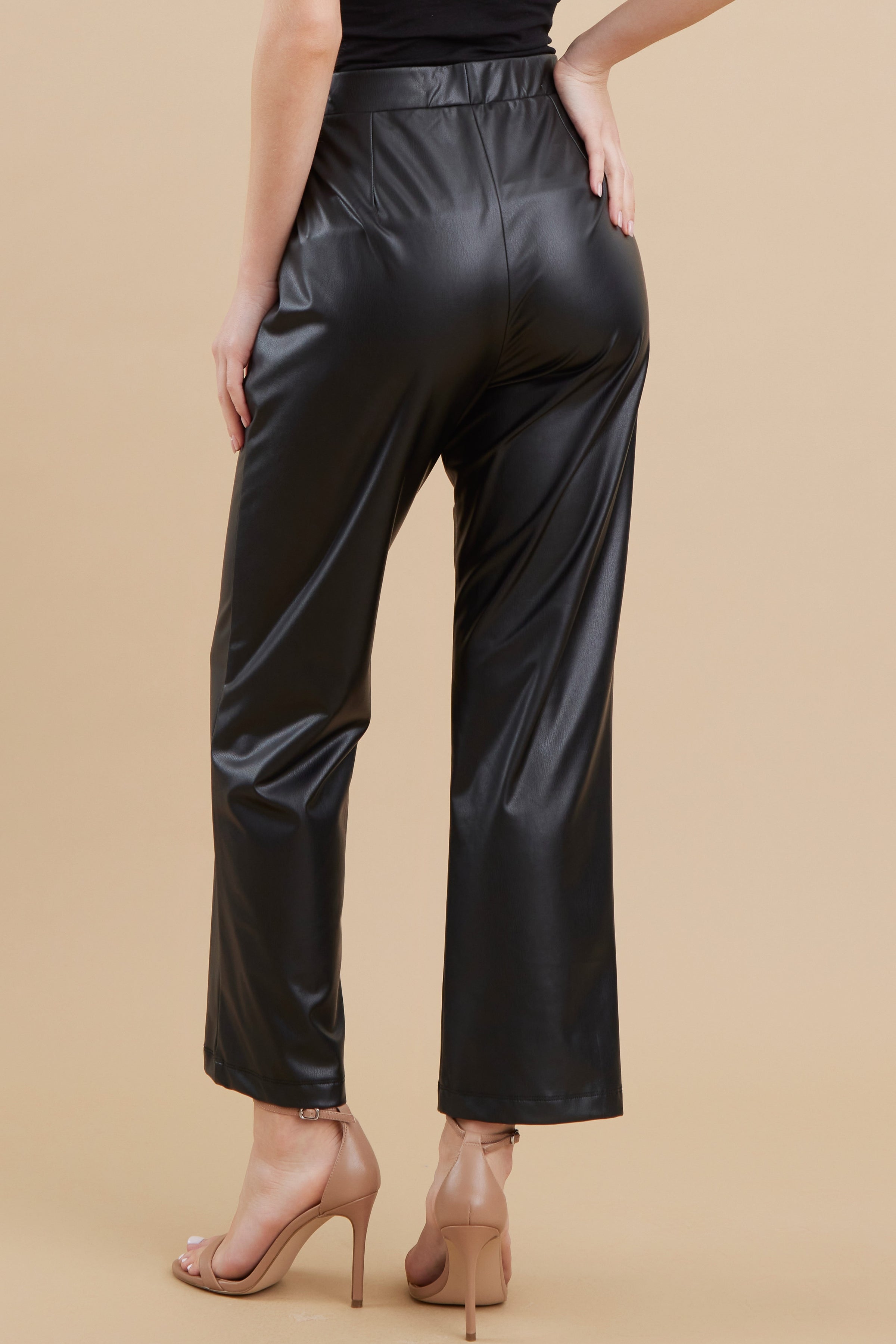 High Waisted Faux Leather Pants