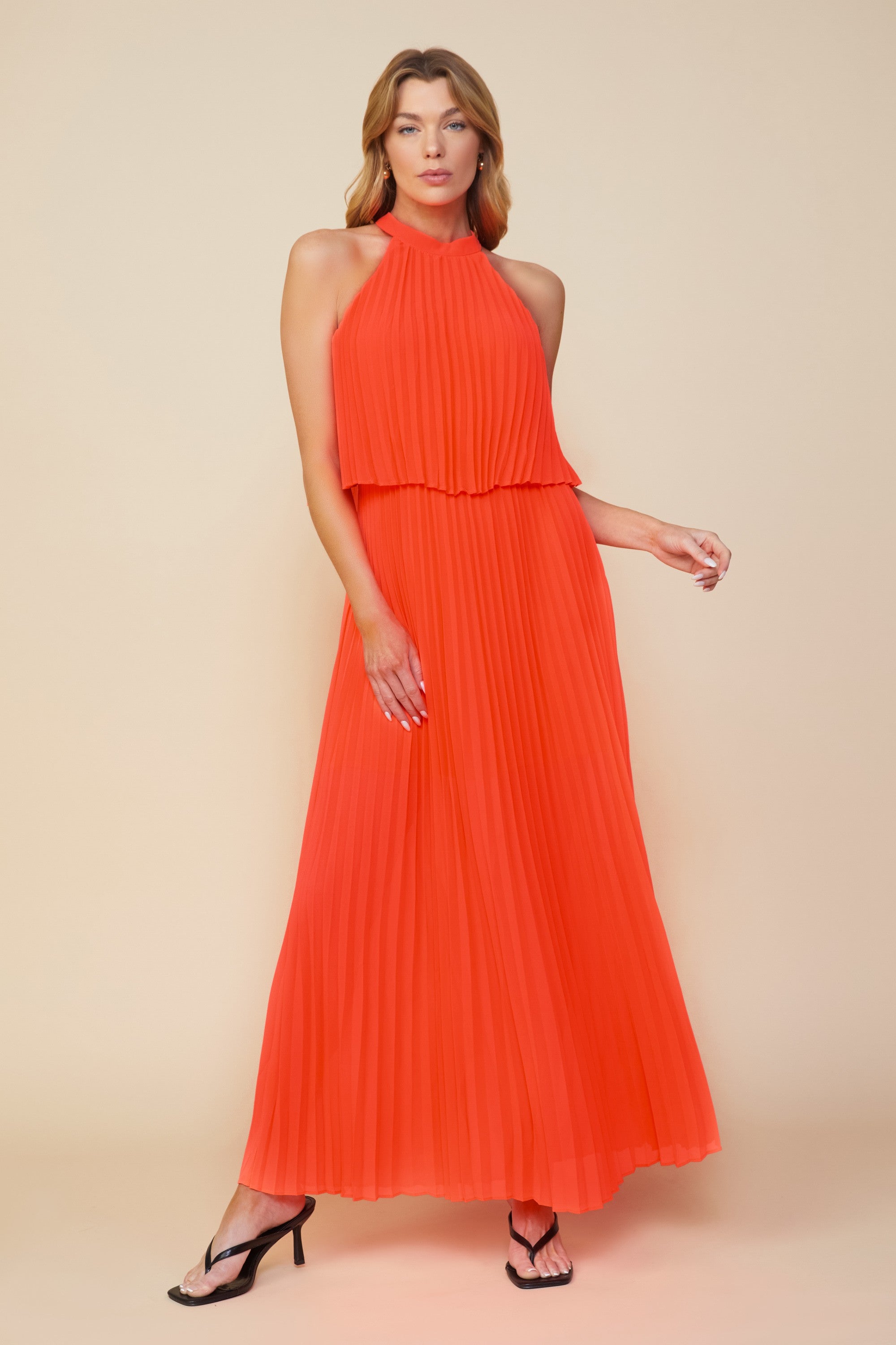 Pleated Tiered Halter Maxi Dress In Pursuit Mobile Boutique Apparel Accessories Gifts Saint John New Brunswick