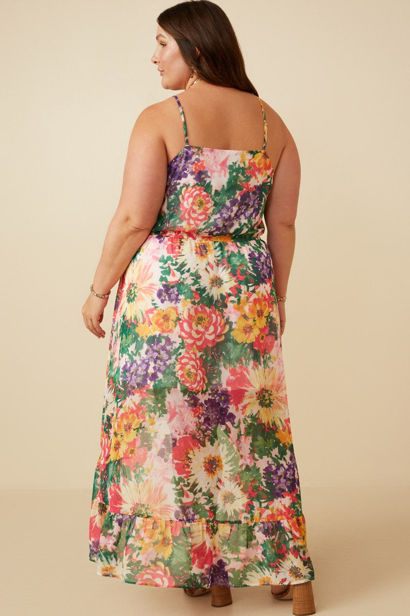 Bold Floral High Lo Maxi Dress