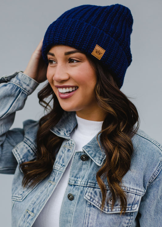 Navy Cuffed Knit Beanie