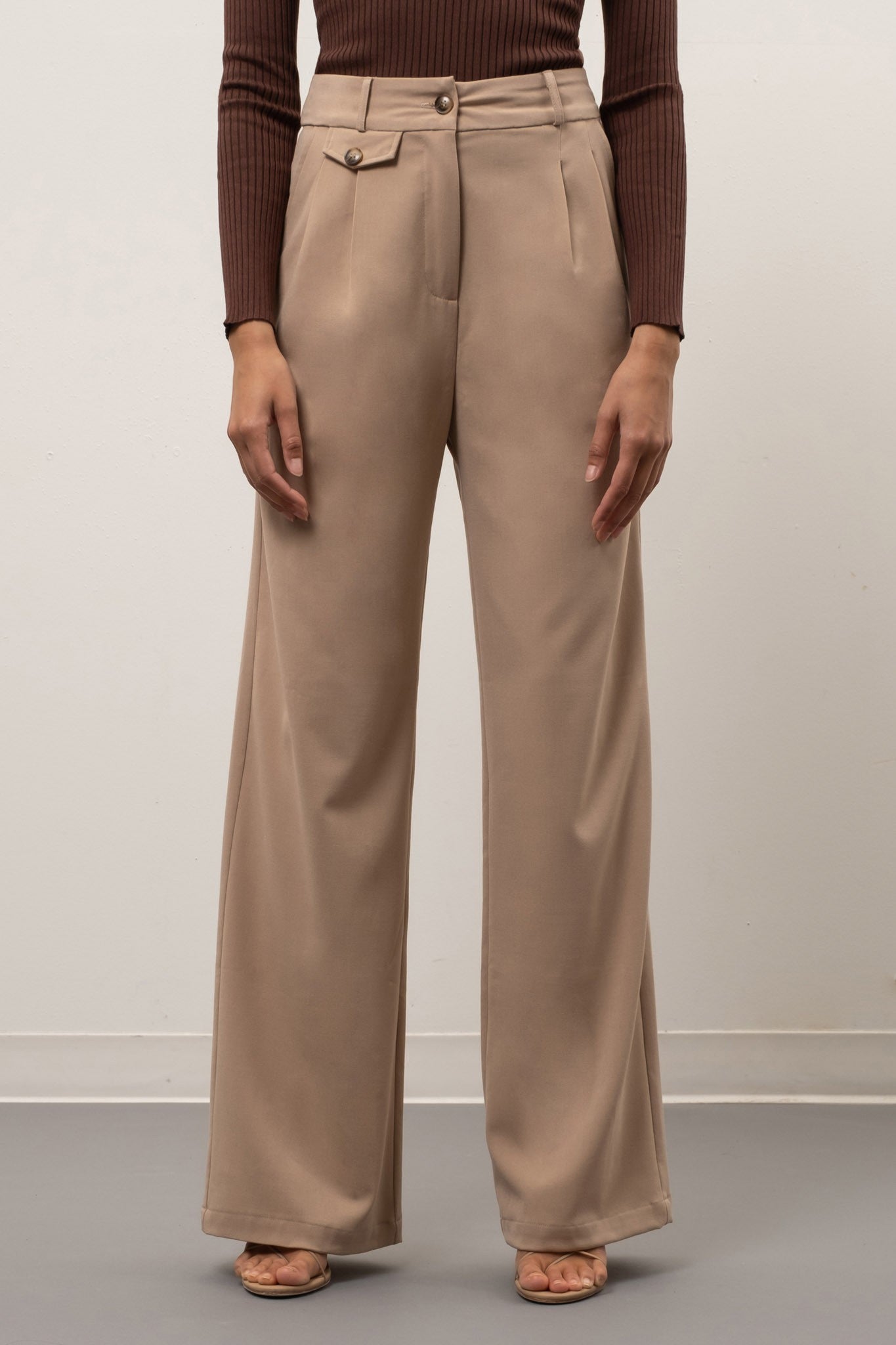 Nlzgmsj TRAF 2024 Pareo Pant For Women Fashion Khaki High Waist Wide Leg  Trousers Woman Vintage Front Wrap Side Zip Pants