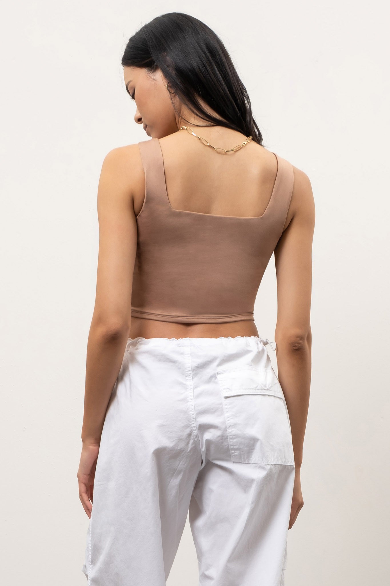 Cropped Square Neck Tank (Light Mocha)