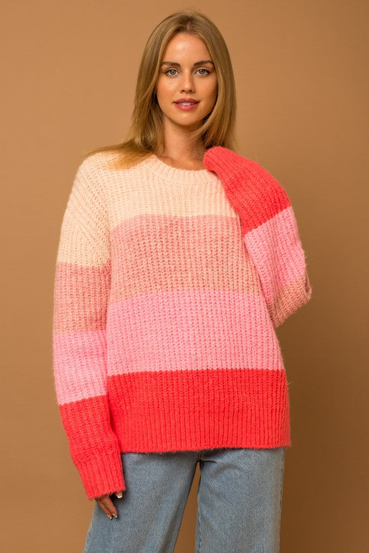 Round Neck Color Block Sweater