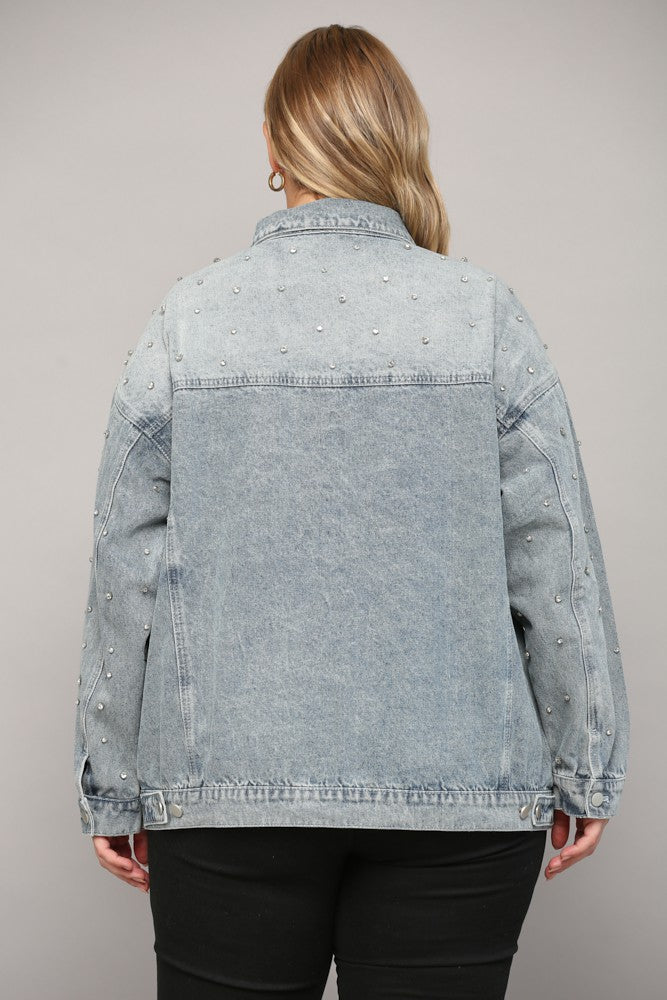 *ALICIA'S PICK* || Rhinestone Embellished Denim Jacket (Plus Size)