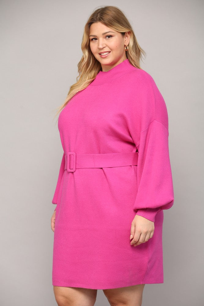 Belted Sweater Dress (Plus Size)