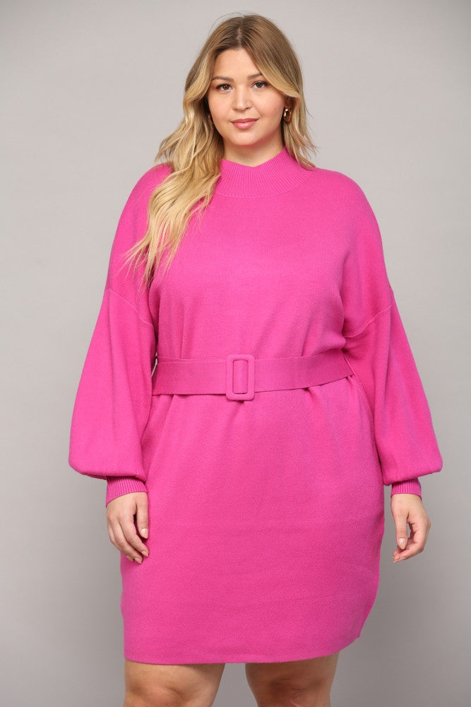 Belted Sweater Dress (Plus Size)