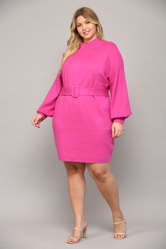 Belted Sweater Dress (Plus Size)