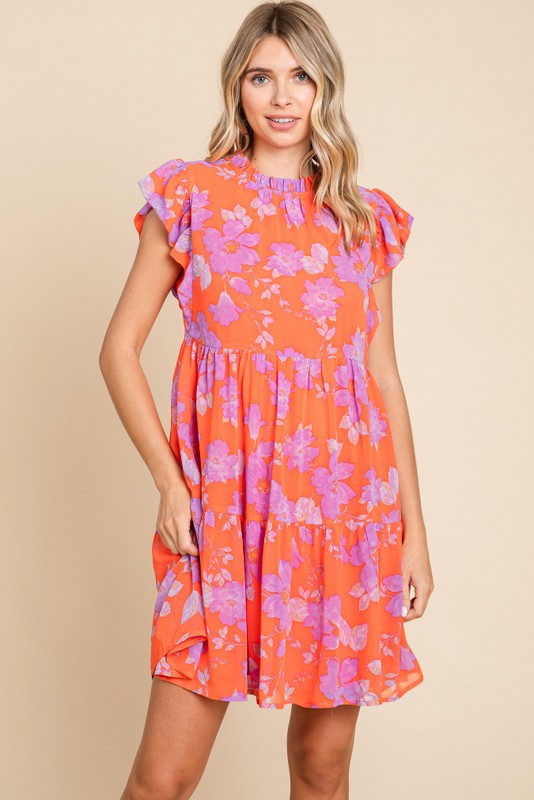 Cap sleeve floral dress best sale