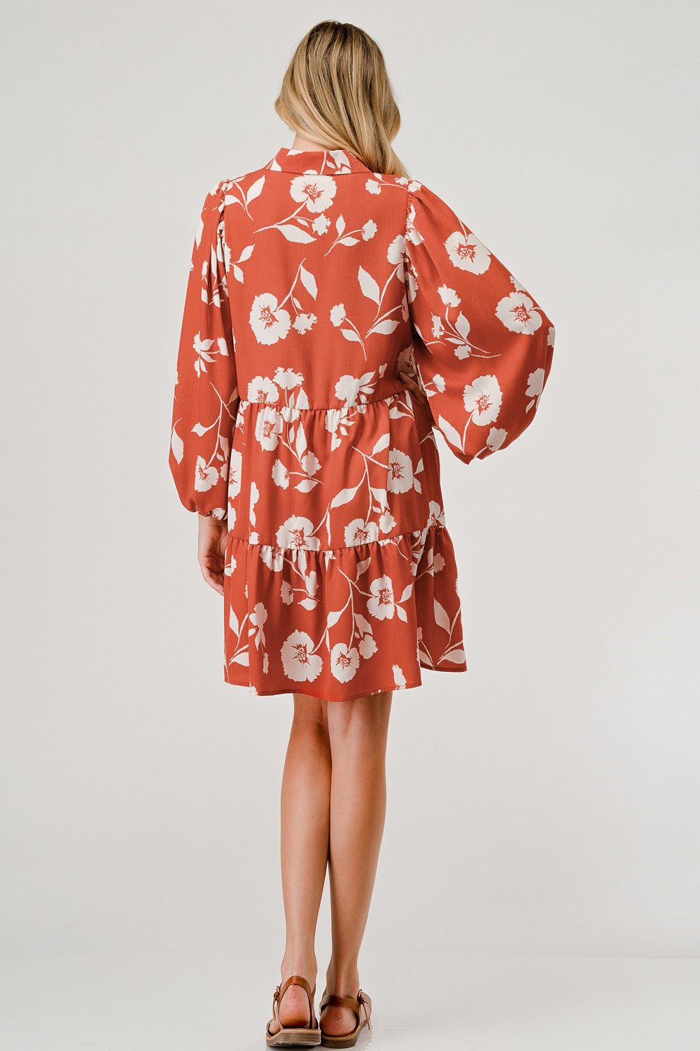 Pearl Button Floral Shirt Dress