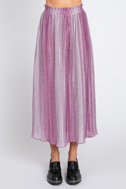 Pleated Glitter Maxi Skirt (Small - 3XL)