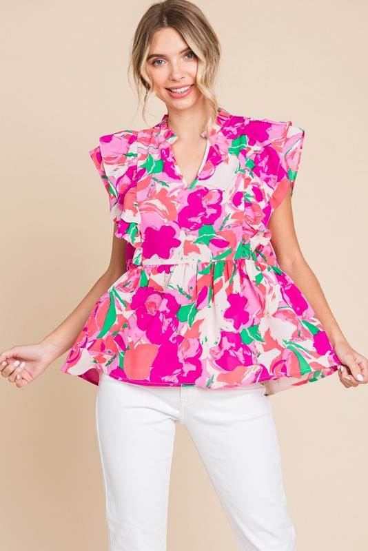 Floral Print Babydoll Top