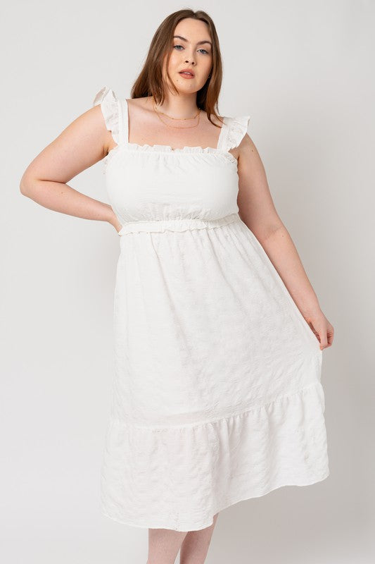 Ruffle Detail Midi Dress (Plus Size)