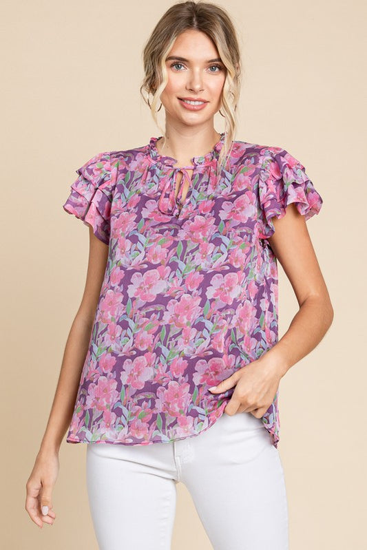 Floral Chiffon Top (Plus Size)