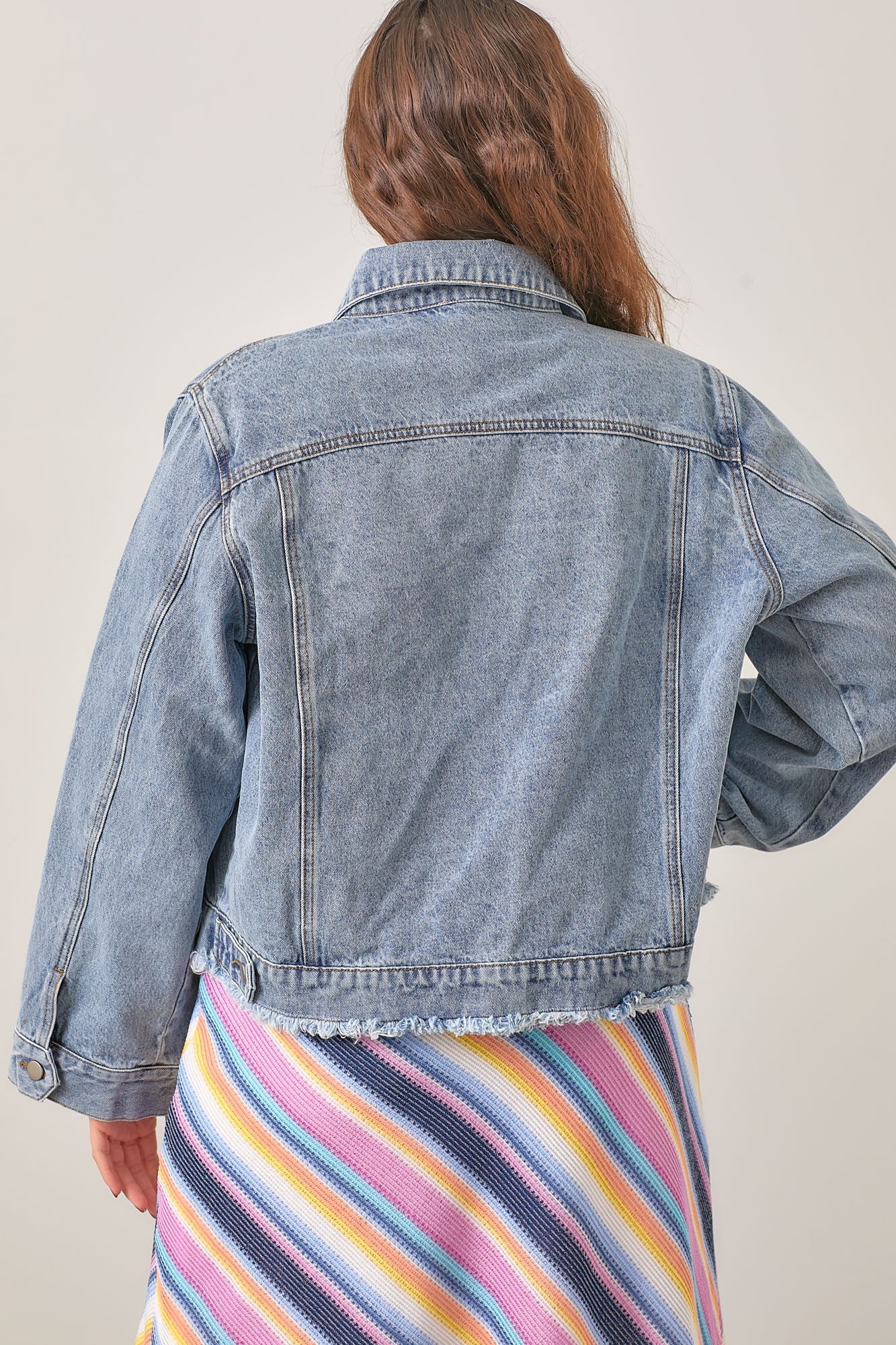 Distressed Denim Jacket Plus Size 3X