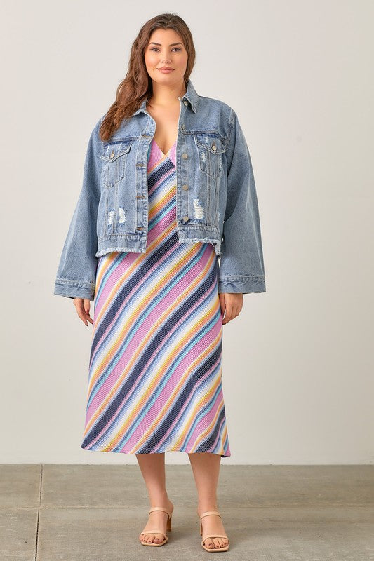 Distressed jean jacket plus size hotsell