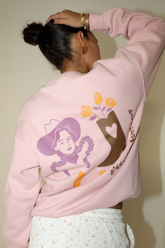 "Giddy Up Buttercup" Cozy Sweatshirt (Strawberry)