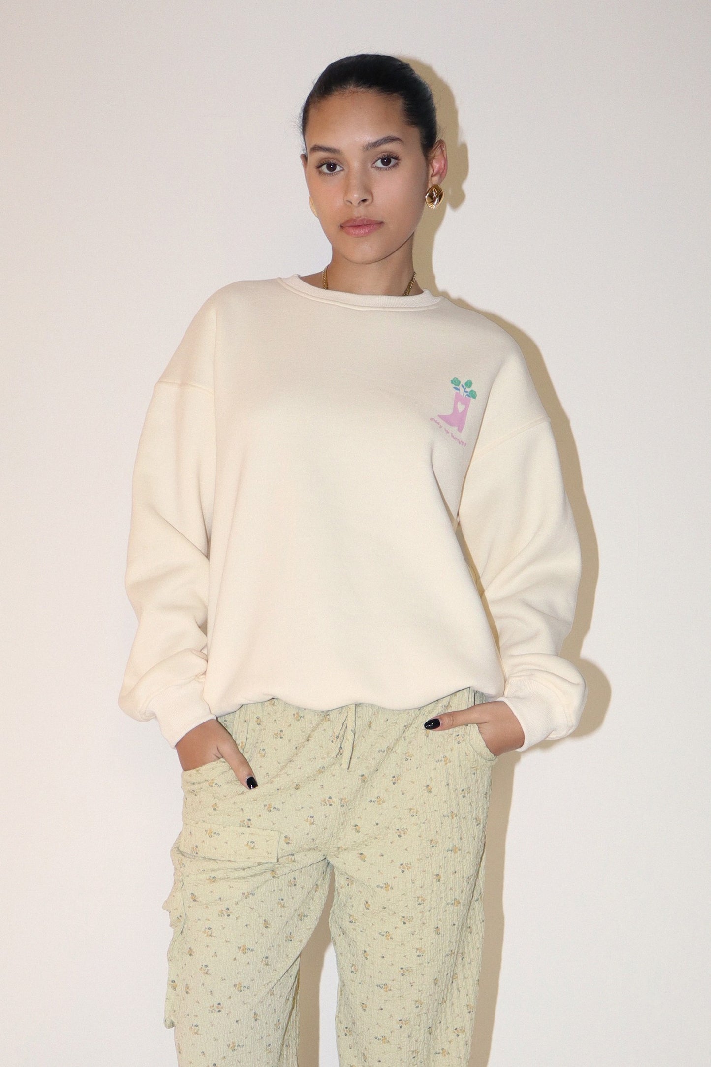 "Giddy Up Buttercup" Cozy Sweatshirt (Cream)