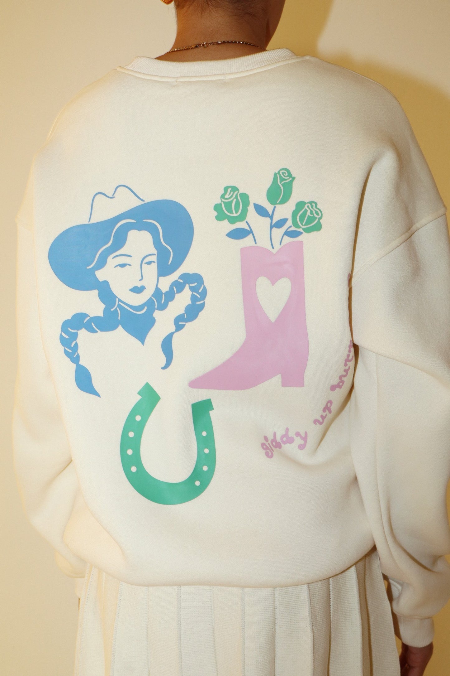 "Giddy Up Buttercup" Cozy Sweatshirt (Cream)