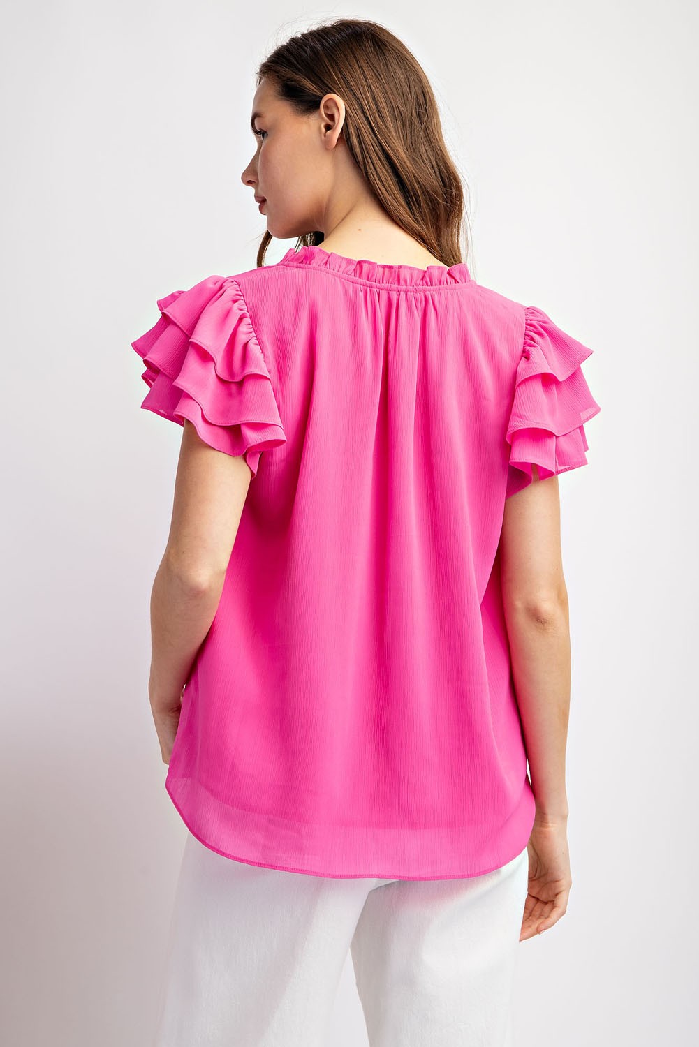 Ruffle Sleeve Top (Pink)