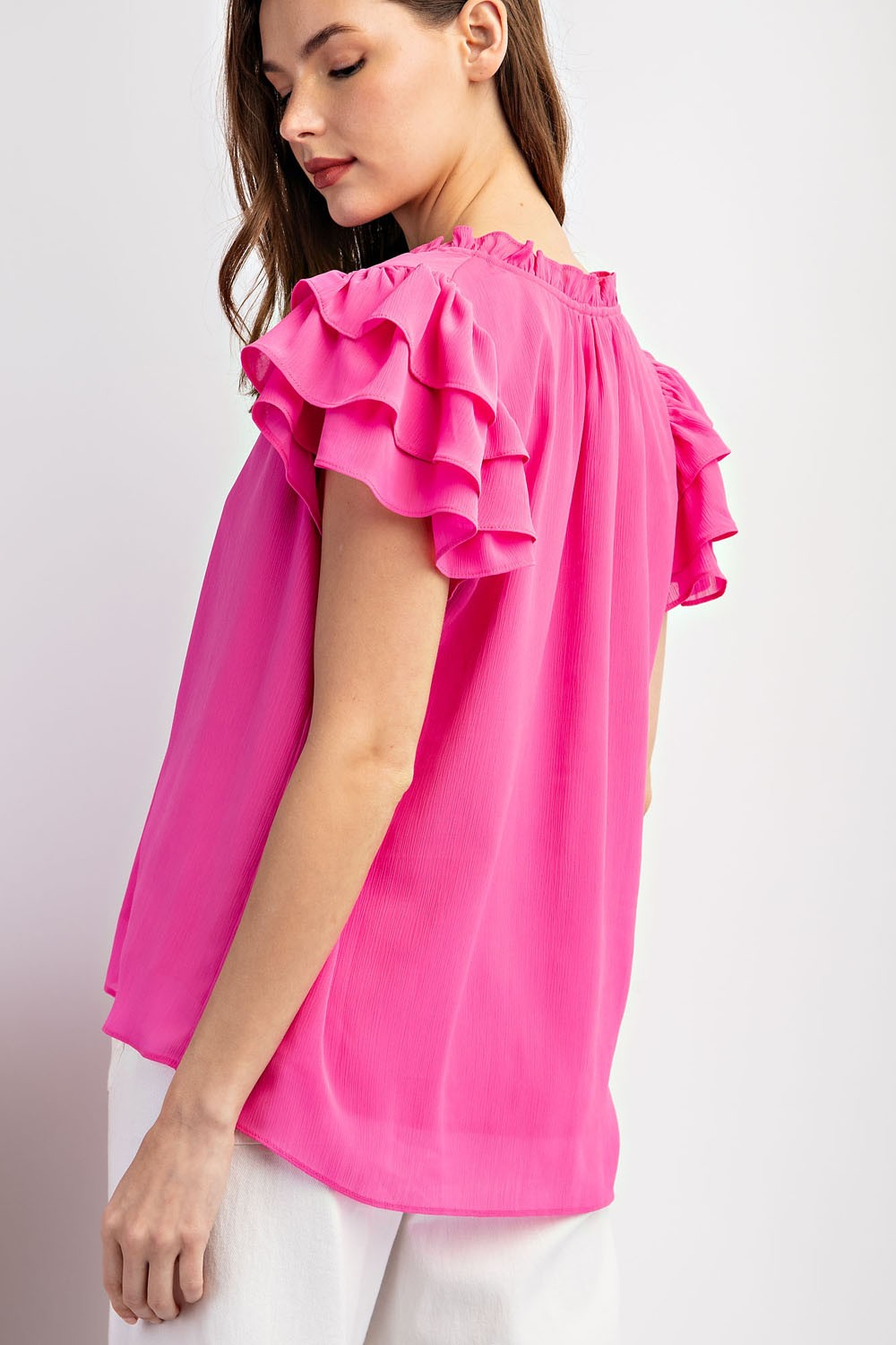 Ruffle Sleeve Top (Pink)