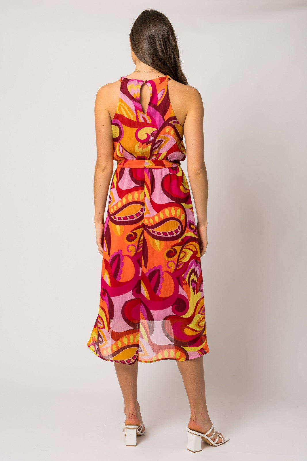 Halter Neck Abstract Midi Dress