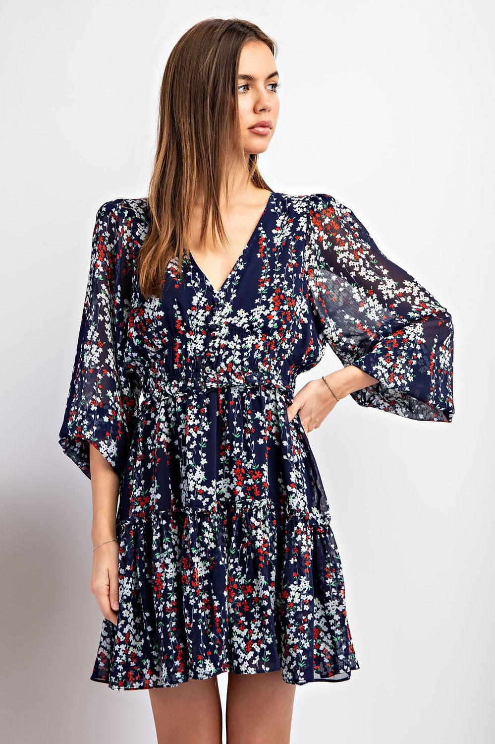 Floral Print Long Sleeve Dress