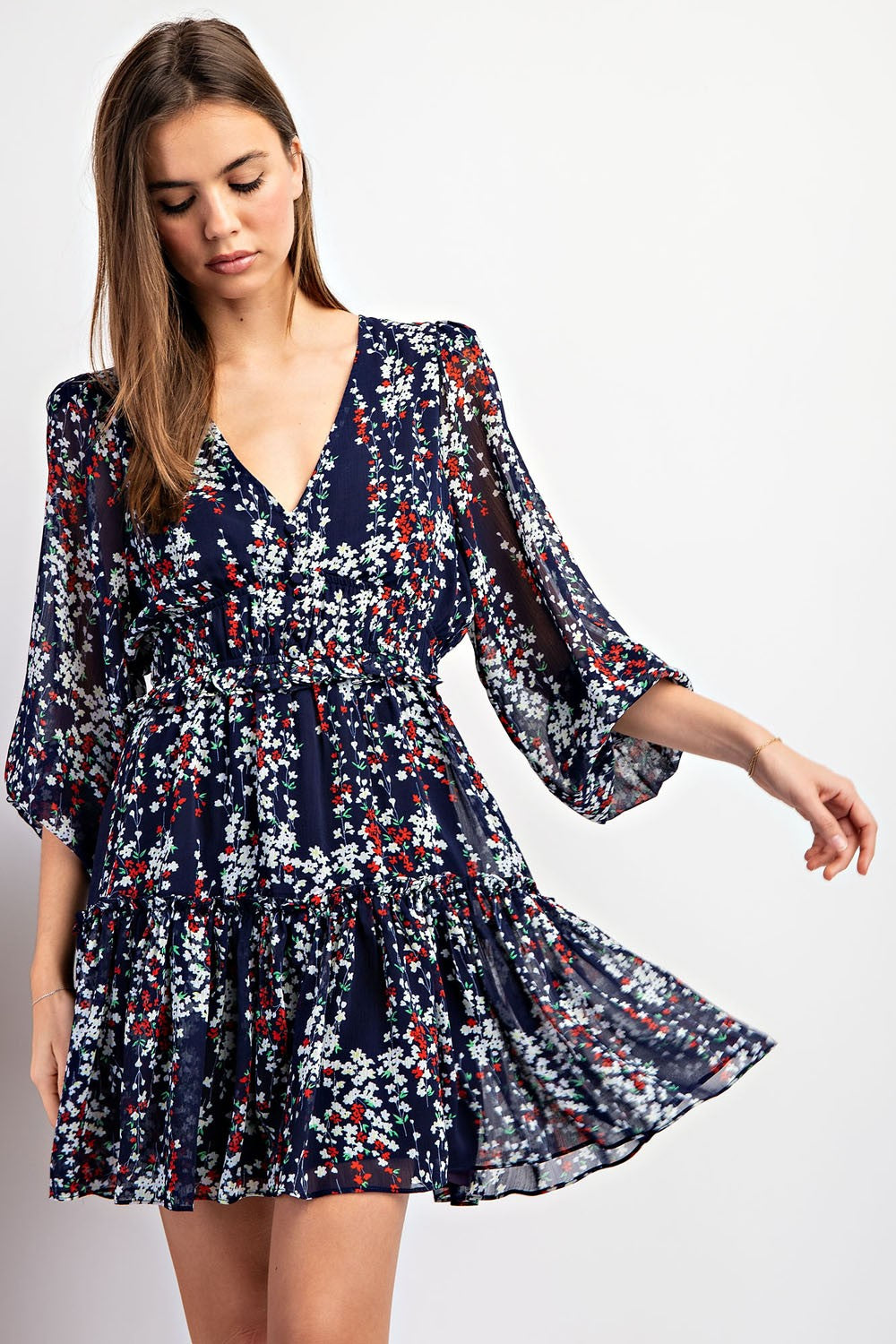 Floral Print Long Sleeve Dress