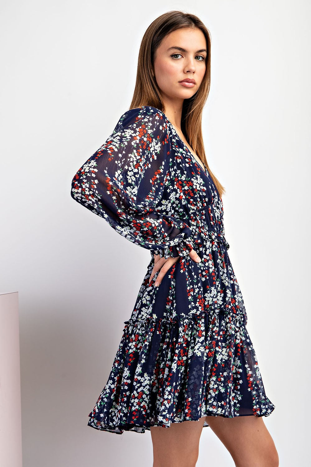 Floral Print Long Sleeve Dress