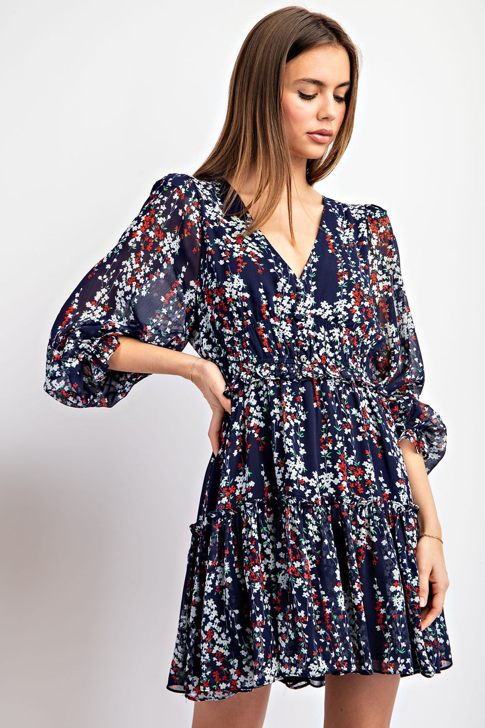 Floral Print Long Sleeve Dress