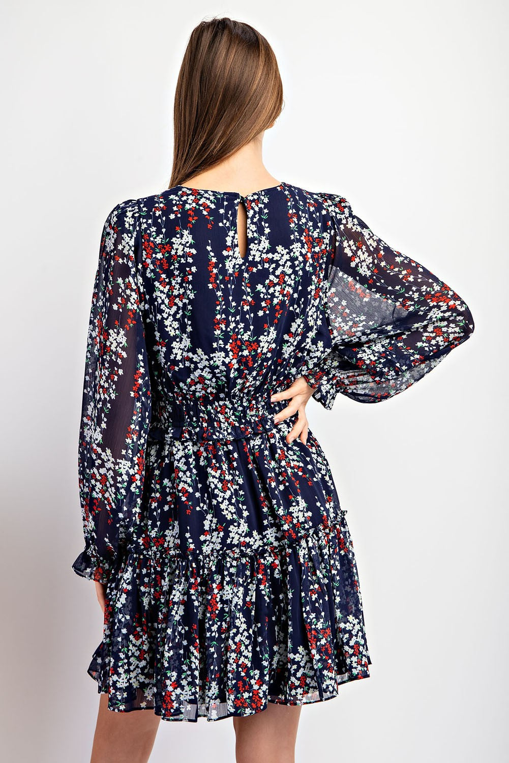 Floral Print Long Sleeve Dress