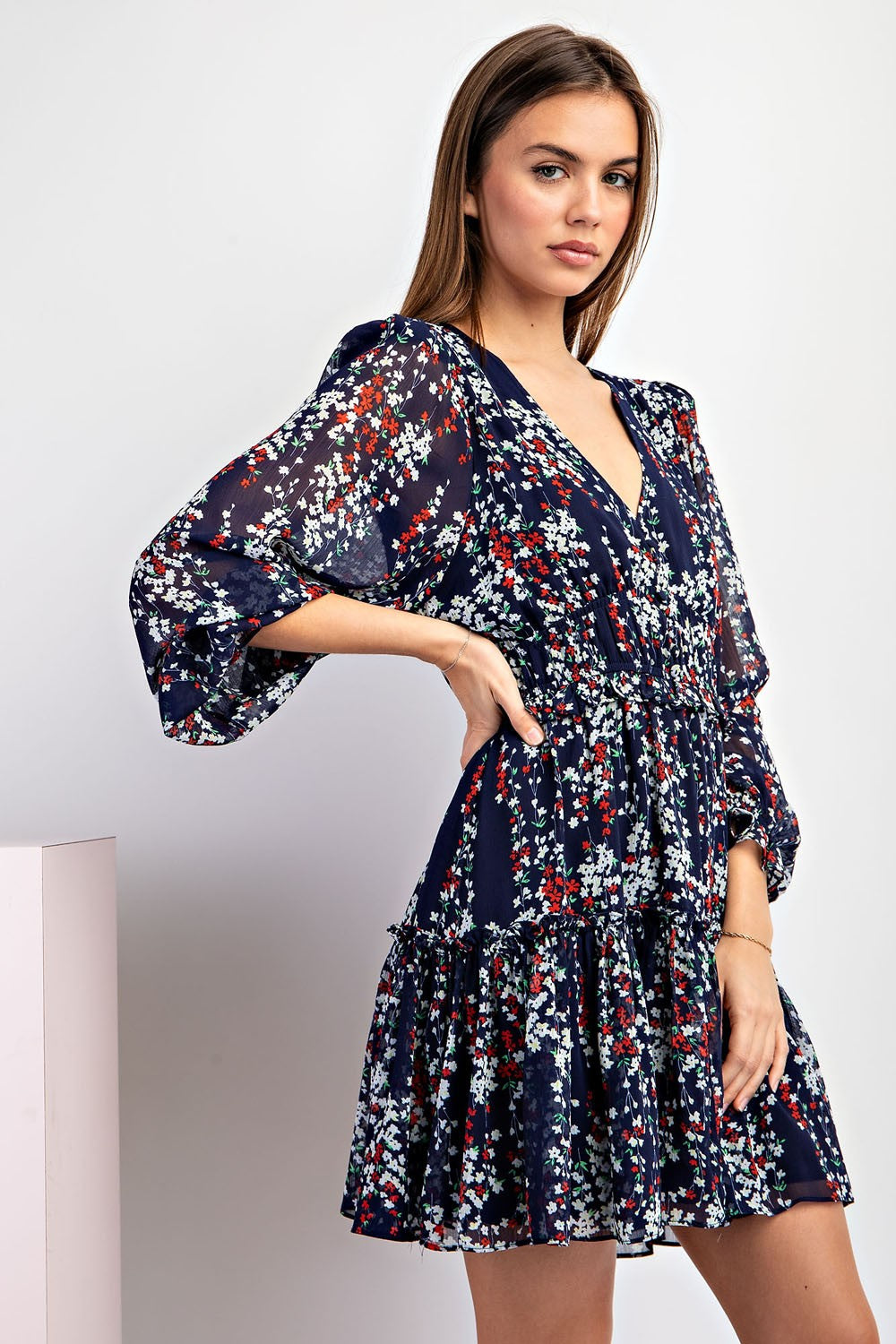 Floral Print Long Sleeve Dress