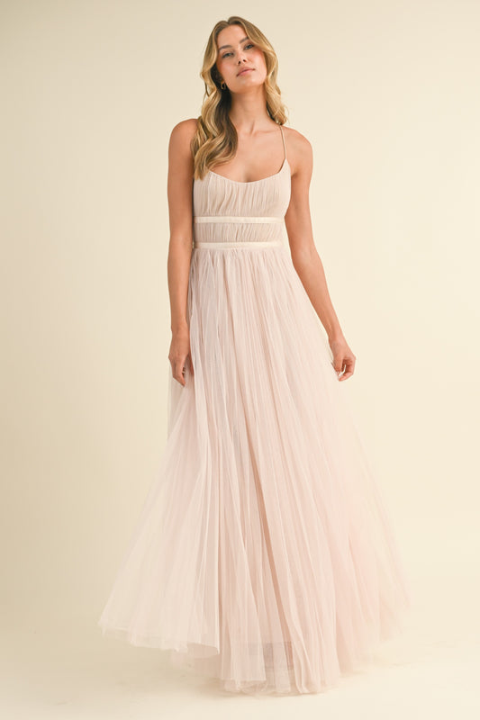Tulle Cami Maxi Dress (Champagne)