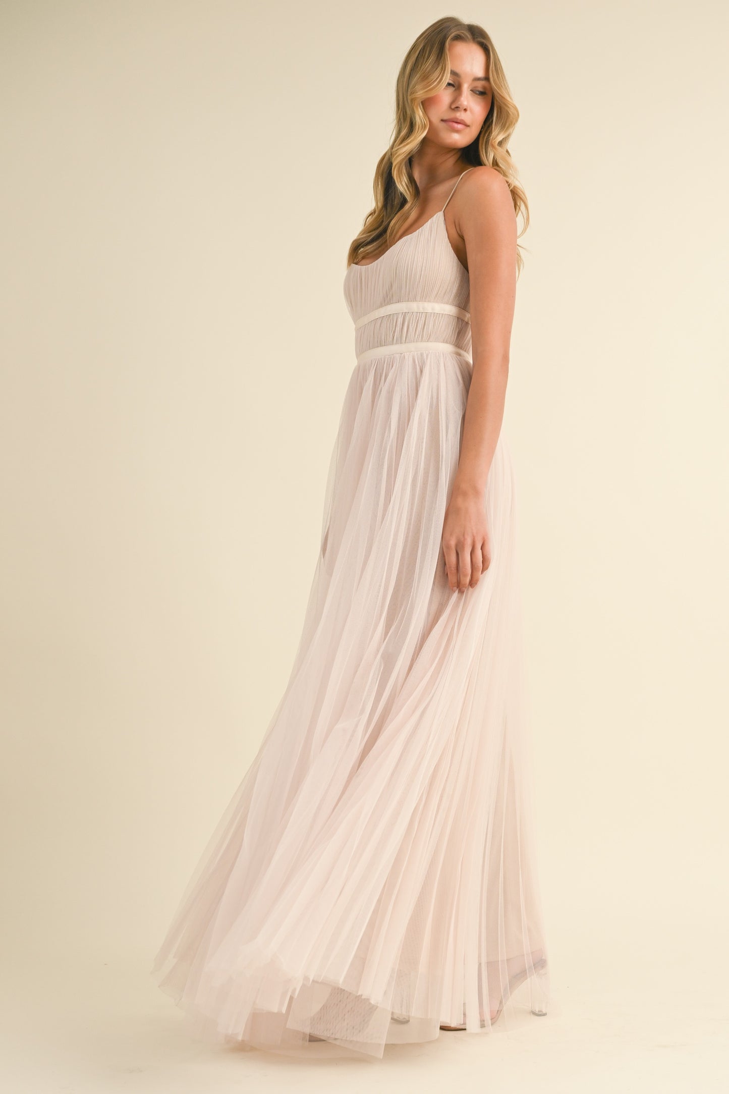 Tulle Cami Maxi Dress (Champagne)